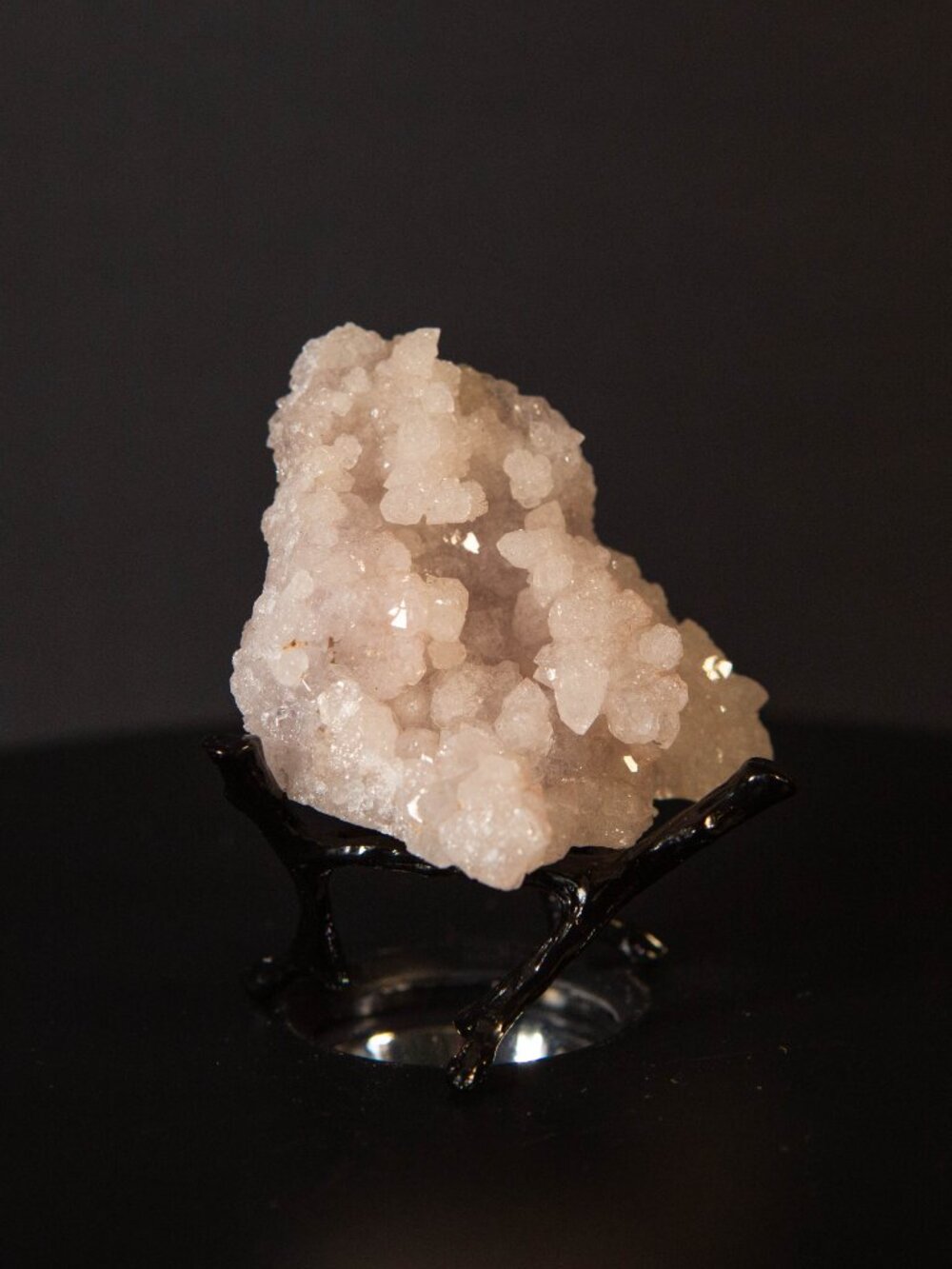 Pink Manganocalcite Crystal Cluster + Black Stand | Raw Pink Calcite